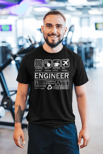 Engineer Caution Black T-Shirt for Men | Premium Design | Catch My Drift India