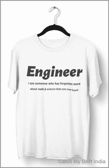Engineering Attitude White T Shirt | Premium Design | Catch My Drift India