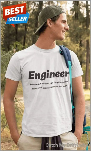 Engineering Attitude White T Shirt | Premium Design | Catch My Drift India