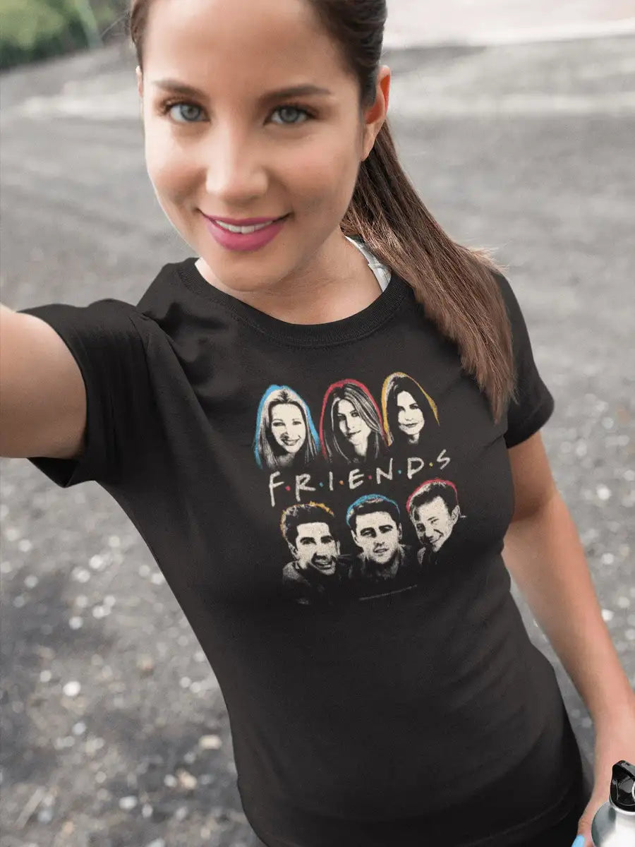 Friends All Six Characters Special T Shirt for Men and Women | Premium Design | Catch My Drift India - Catch My Drift India  black, clothing, female, friends, made in india, shirt, t shirt, t