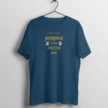 First Time Grandma Let the Spoiling Begin Special Navy Blue T Shirt for Women