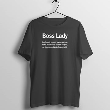 Boss Lady Definition Exclusive Black T Shirt for Women freeshipping - Catch My Drift India