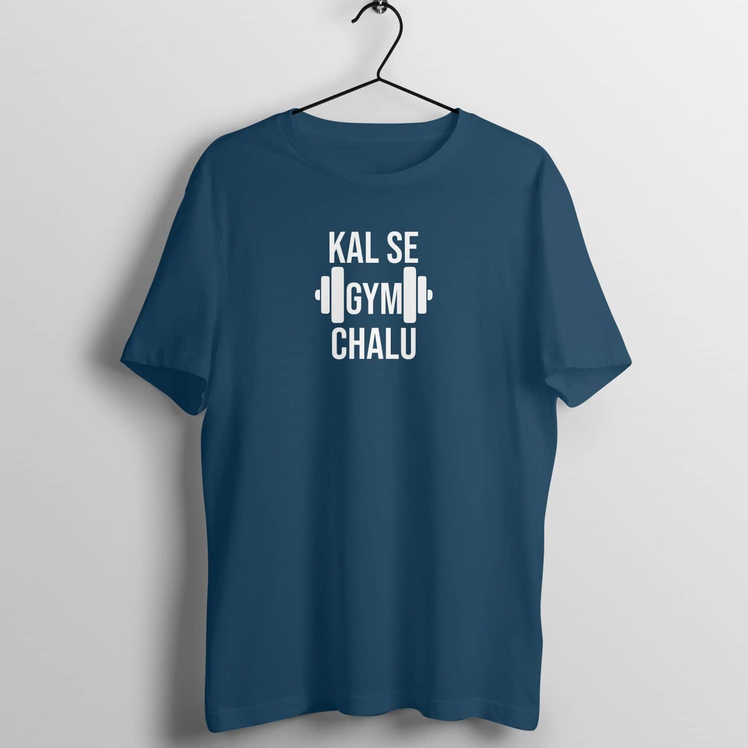 Kal Se Gym Chalu Exclusive Navy Blue T Shirt for Men and Women freeshipping - Catch My Drift India