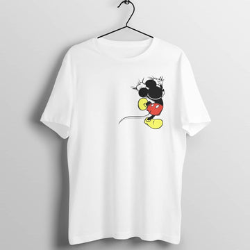 Mouse Grabbing On The T Shirt For Life Funny White T Shirt for Men and Women