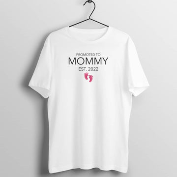 Promoted to Mommy Est. 2022 Special White T Shirt for Women Shirts & Tops Printrove White S 