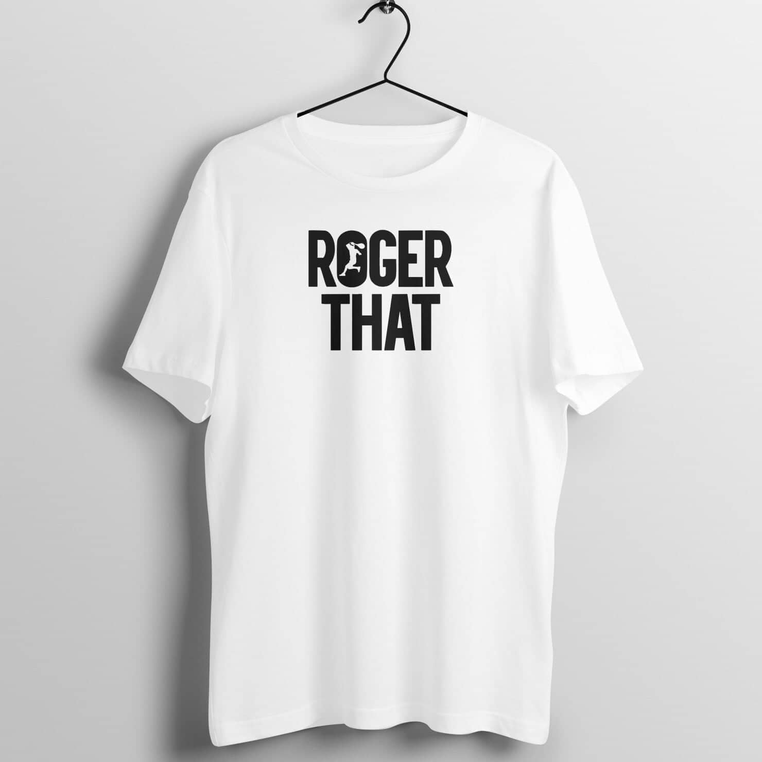Roger That Exclusive Black Tennis T Shirt for Men and Women Shirts & Tops Printrove White S 