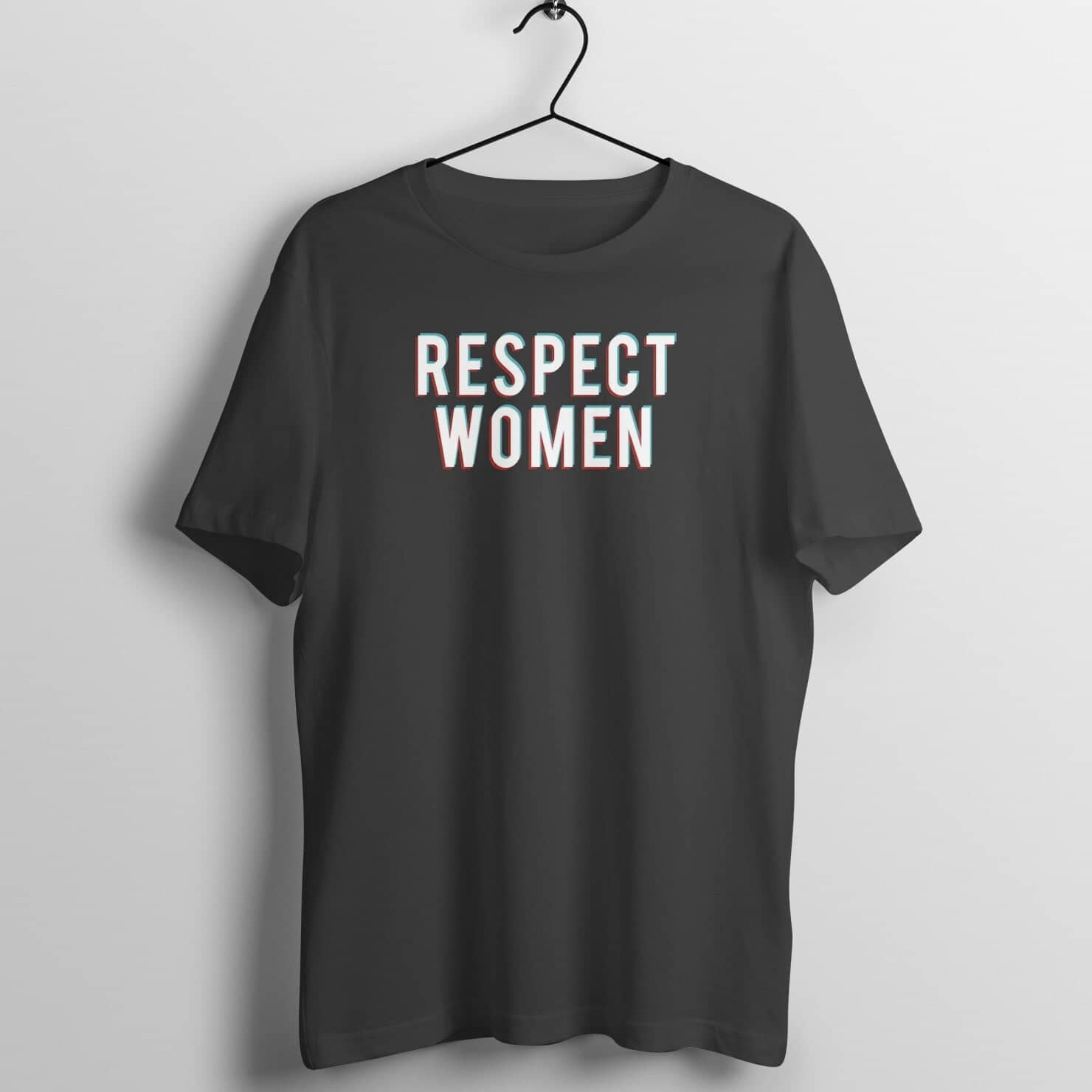 Respect Women Special Black T Shirt for Men and Women Shirts & Tops Printrove Black S 