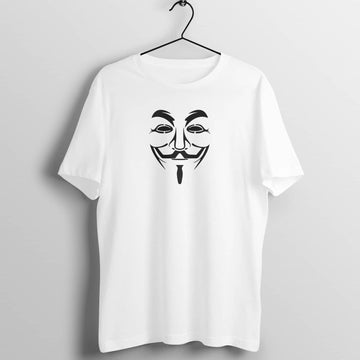 Anonymous Mask Exclusive White T Shirt for Men and Women Shirts & Tops Printrove White S 
