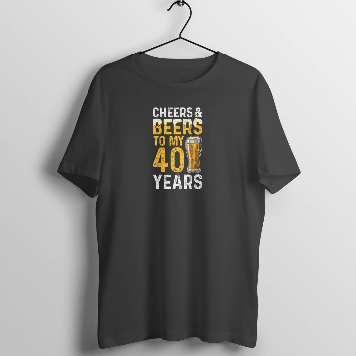 Cheers and Beers to My Forty Years Exclusive Black T Shirt for Men and Women Printrove Black S 