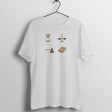 Four Main Law Symbols Special T Shirt for Law Studying Men and Women