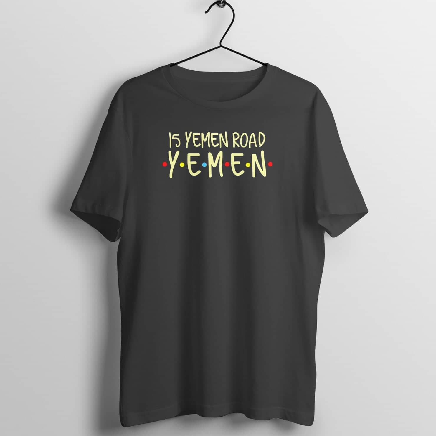 15 Yemen Road Yemen Funny Black Chandler Bing Friends Black T Shirt for Men and Women Printrove Black S 
