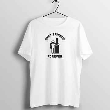 Bottle and Me - Best Friends Forever Funny White T Shirt for Men and Women
