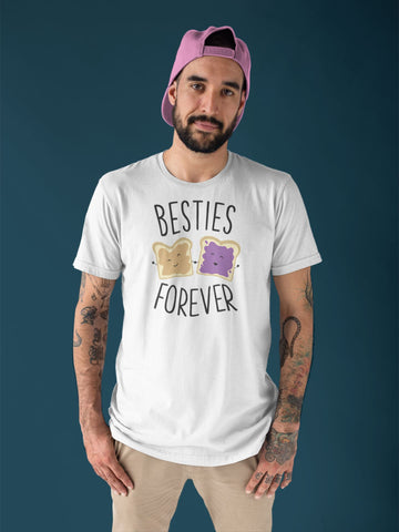 Besties Forever Like Peanut Butter and Jelly Special White T Shirt for Men and Women (Friends, Couples, Parents)