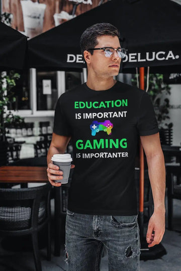 Gaming Education Premium Black T-Shirt For Men | Premium Design | Catch My Drift India