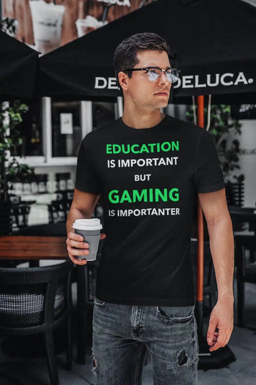 Gaming is Importanter Exclusive T-Shirt For Guys | Premium Design | Catch My Drift India - Catch My Drift India Clothing clothing, engineer, engineering, gaming, made in india, shirt, t shirt