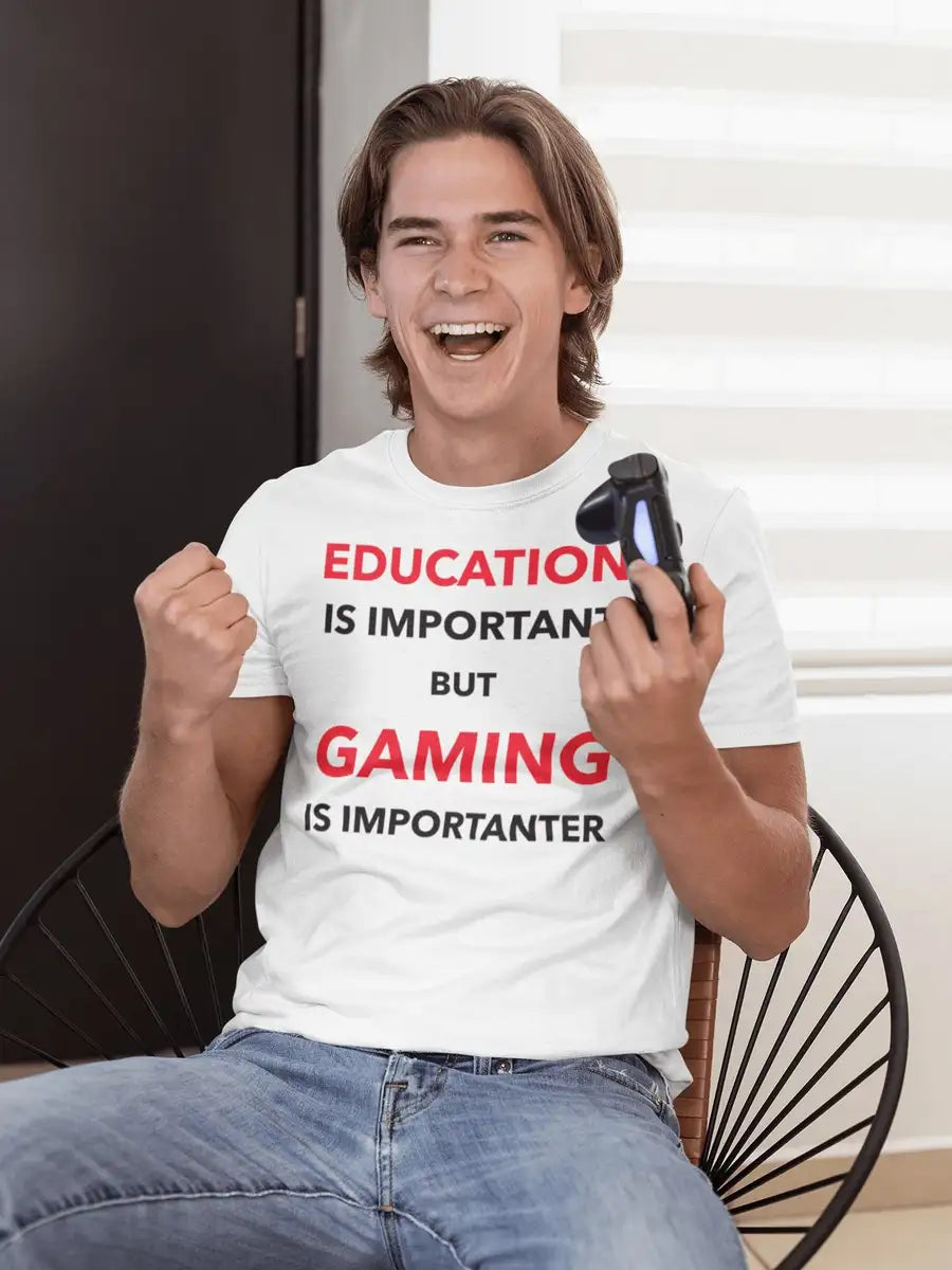 Gaming is Importanter Exclusive T-Shirt For Guys | Premium Design | Catch My Drift India - Catch My Drift India Clothing clothing, engineer, engineering, gaming, made in india, shirt, t shirt