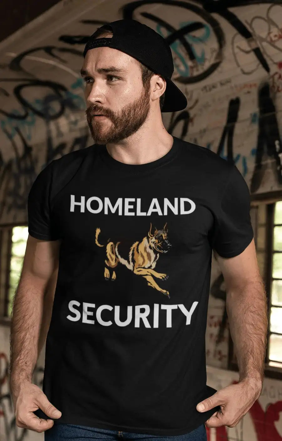 German Shepherd "Homeland Security" Black T-Shirt | Premium Design | Catch My Drift India - Catch My Drift India Clothing black, clothing, dog, german shepherd, made in india, shirt, t shirt,