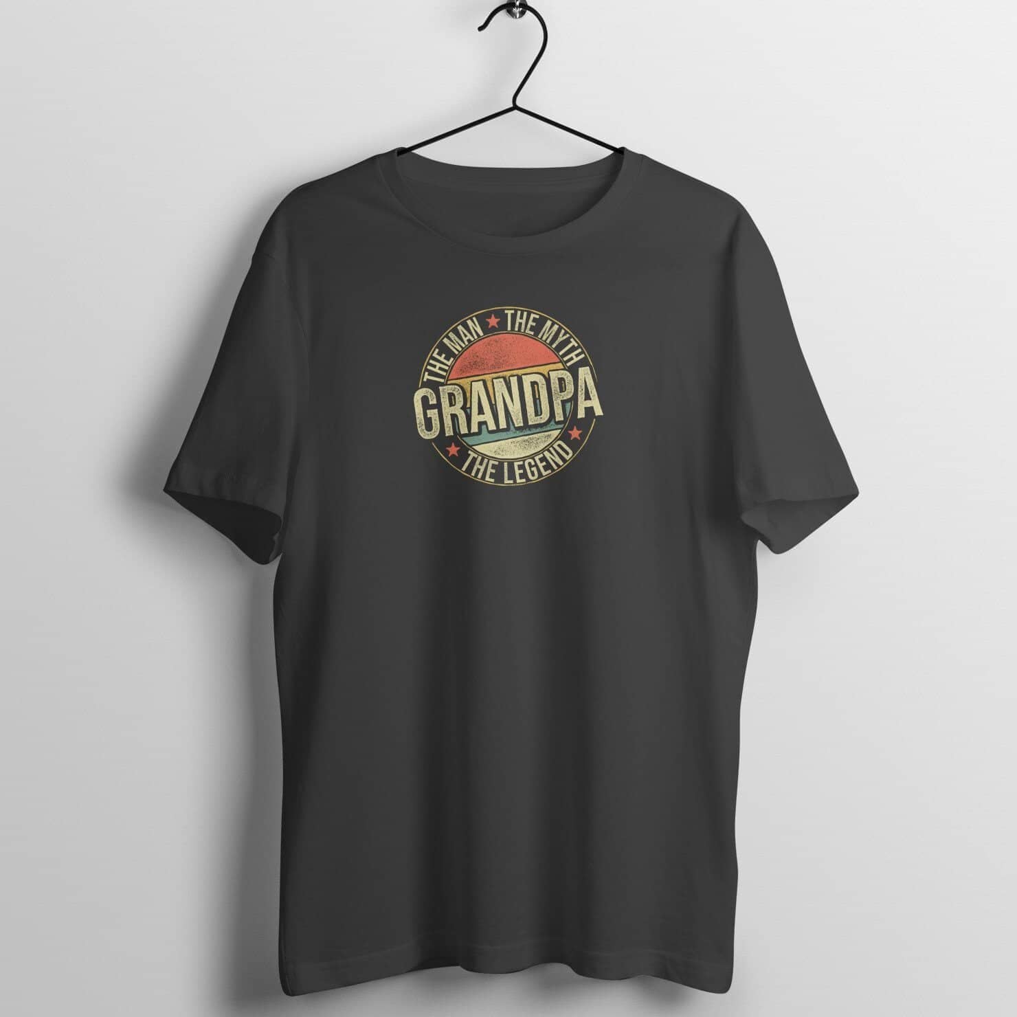 Grandpa The Man The Myth The Legend Exclusive Black T Shirt for Men - Catch My Drift India  