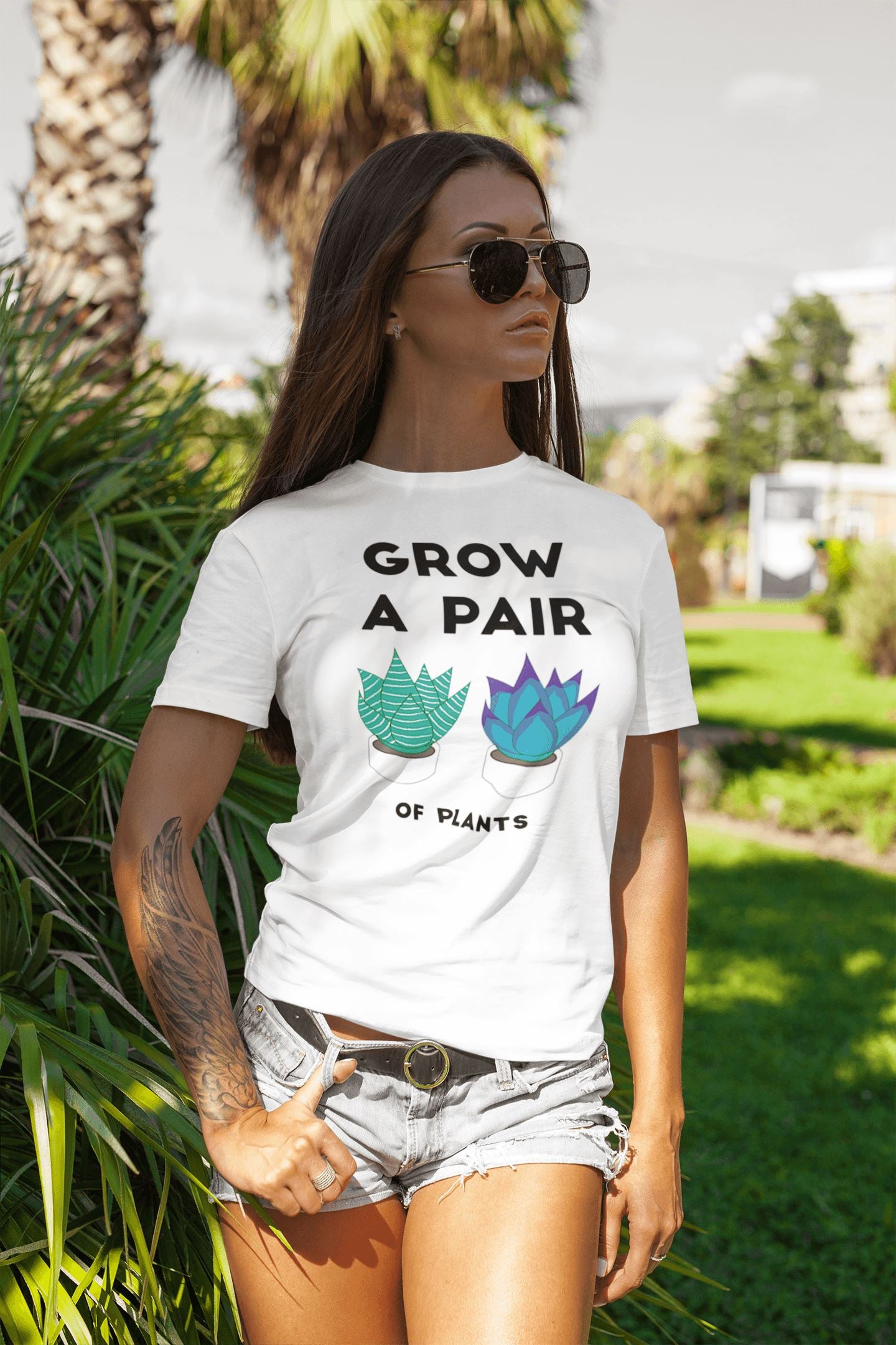 Grow A Pair of Plants Funny White T Shirt for Men and Women | Beachwear - Catch My Drift India  activewear, beachwear, clothing, funny, gym, made in india, shirt, t shirt, trending, tshirt, w