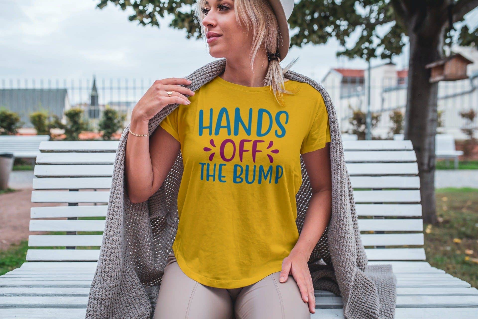 Hands Off The Bump Exclusive T Shirt for Pregnant Women - Catch My Drift India  clothing, female, made in india, parents, pregnancy, pregnant, shirt, t shirt, tshirt, yellow
