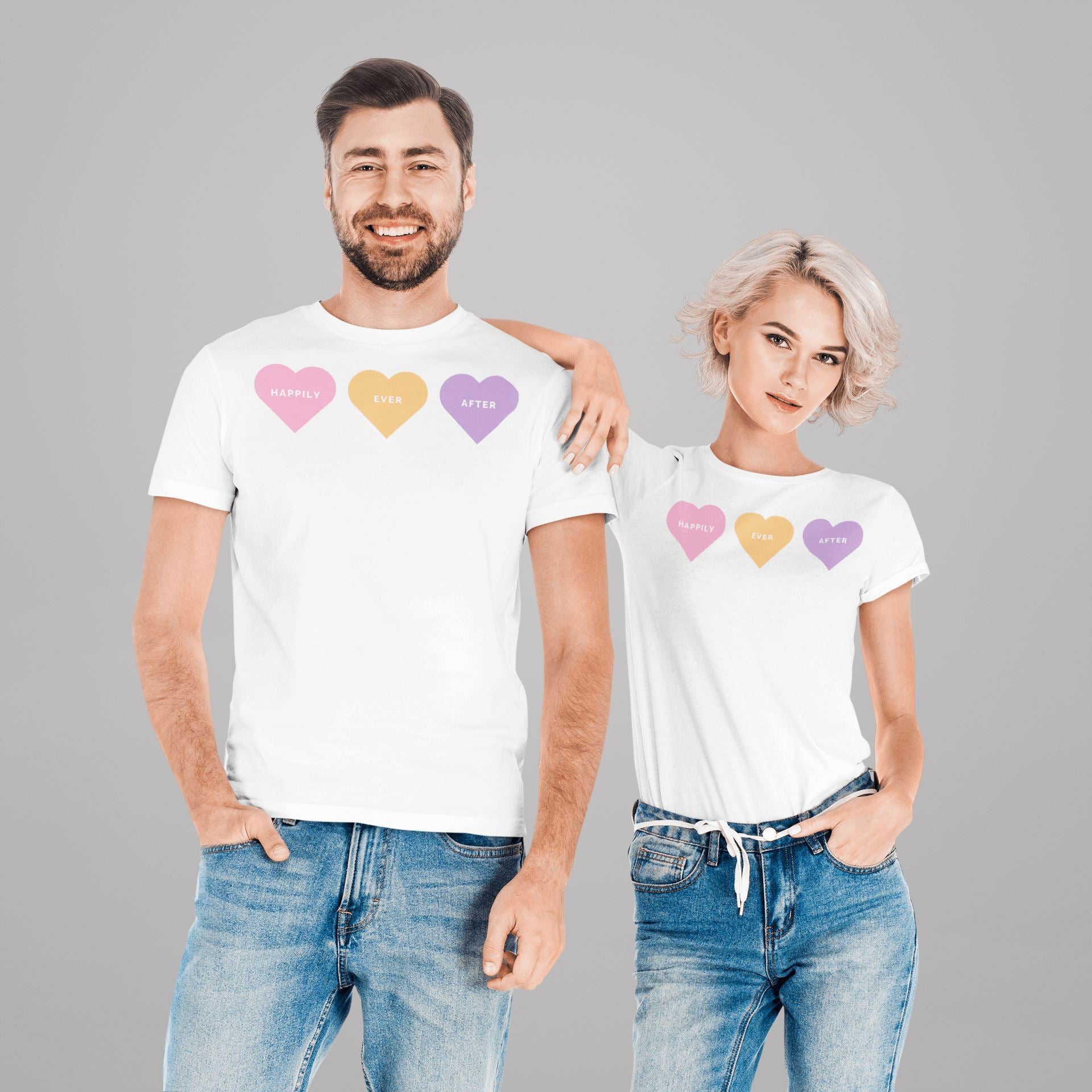 Happily Ever After Exclusive White T Shirt for Couples - Catch My Drift India  clothing, couples, female, made in india, parents, shirt, t shirt, tshirt, white