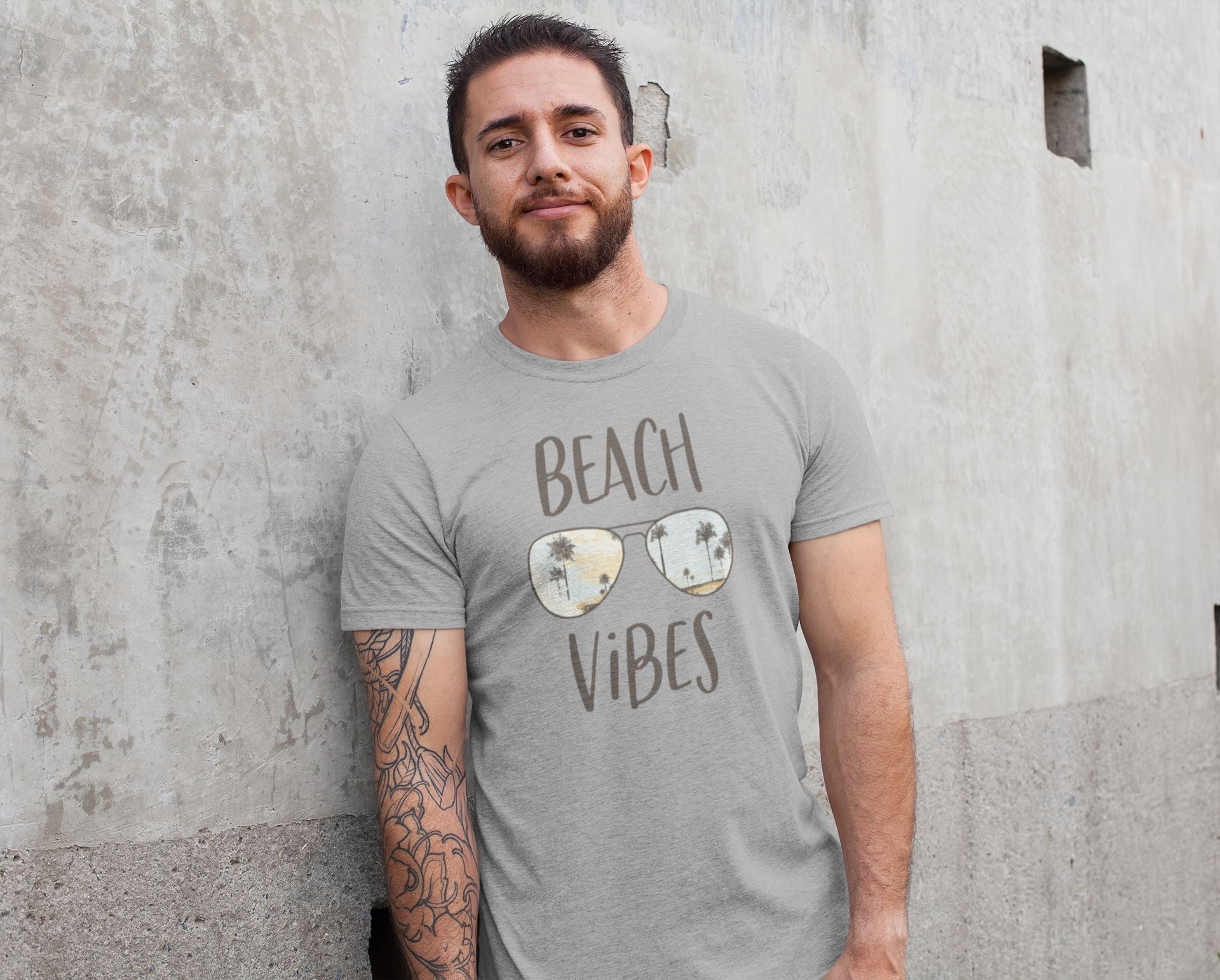Beach Vibes Special Melange Grey Beachwear T Shirt for Men and Women freeshipping - Catch My Drift India