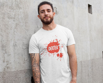 Dexter Blood Spatter Official White T Shirt for Men and Women