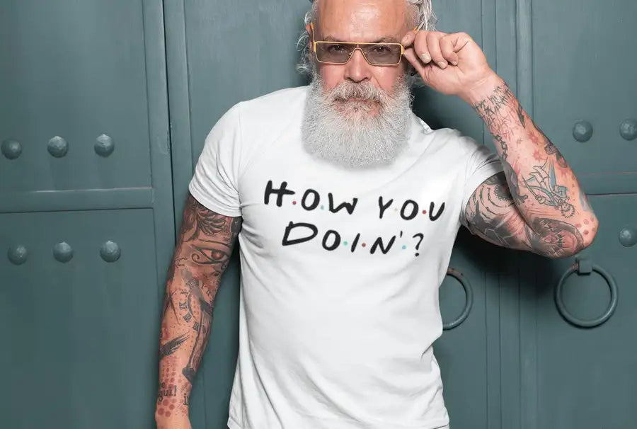 "How You Doin" Iconic T Shirt for Guys | Premium Design | Catch My Drift India - Catch My Drift India Clothing clothing, friends, made in india, multi colour, shirt, t shirt, trending, tshirt