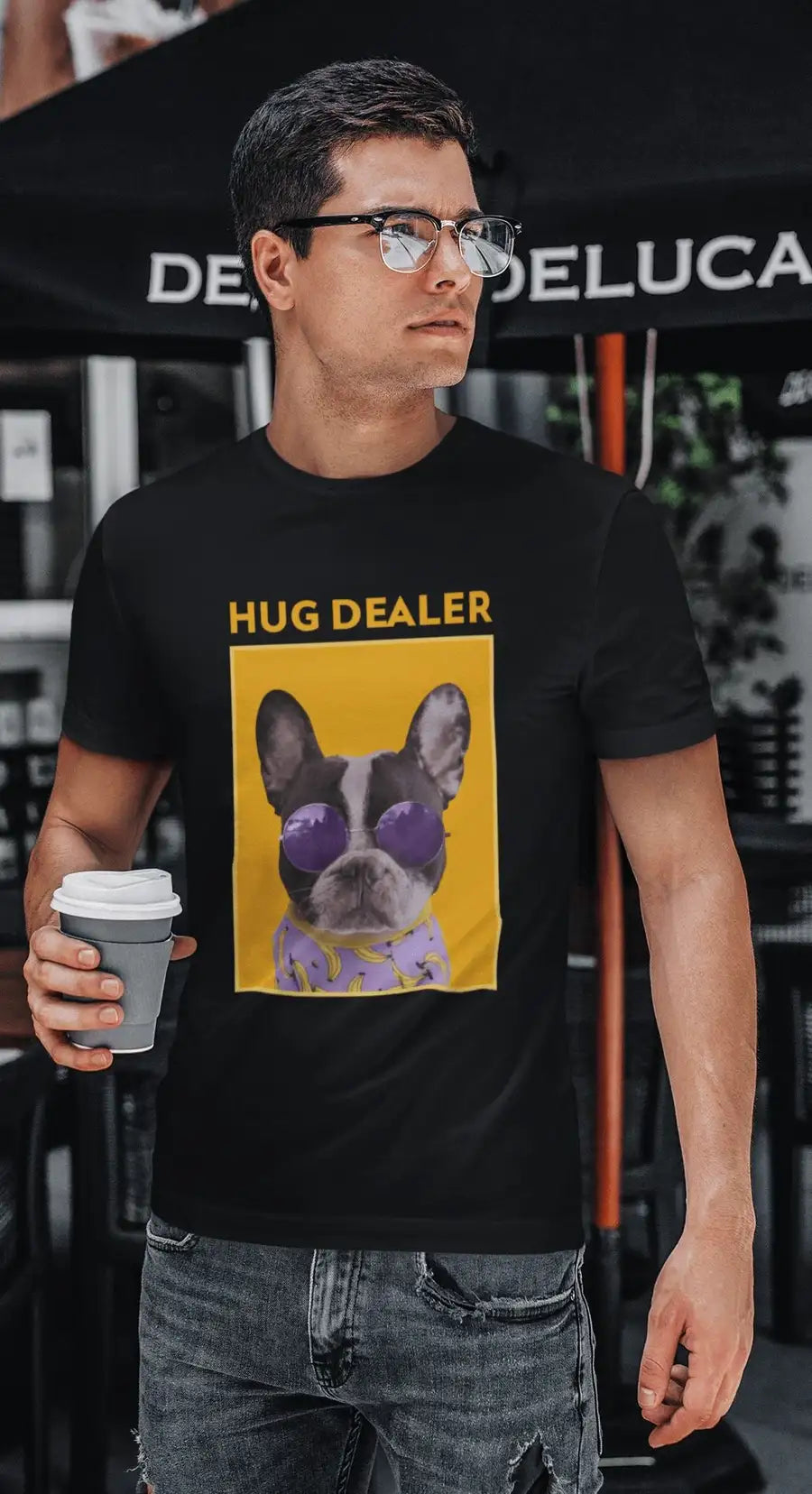 Hug Dealer Dog Black T-Shirt | Premium Design | Catch My Drift India - Catch My Drift India Clothing black, clothing, dog, made in india, shirt, t shirt, tshirt