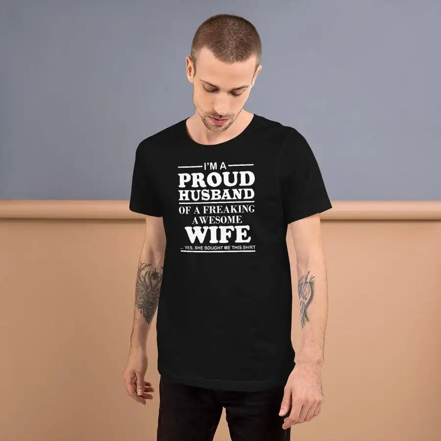 I am a Proud Husband Exclusive T Shirt for Men | Premium Design | Catch My Drift India - Catch My Drift India  black, clothing, couples, made in india, parents, shirt, t shirt, tshirt