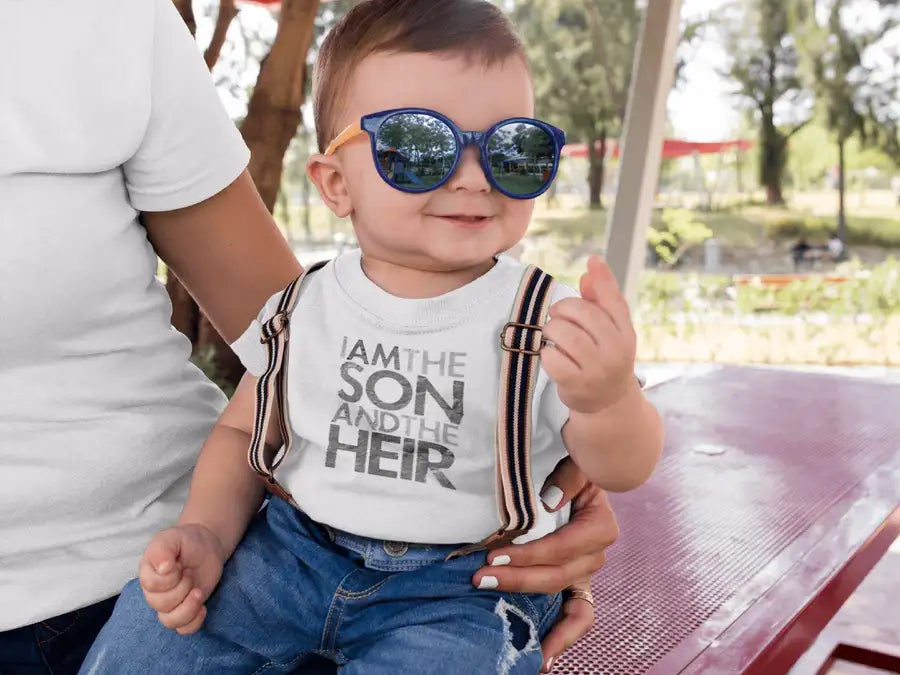 I am the Son and Heir Adorable T Shirt for Baby Boys | Premium Design | Catch My Drift India - Catch My Drift India Clothing babies, baby, kids, onesie, onesies, toddlers