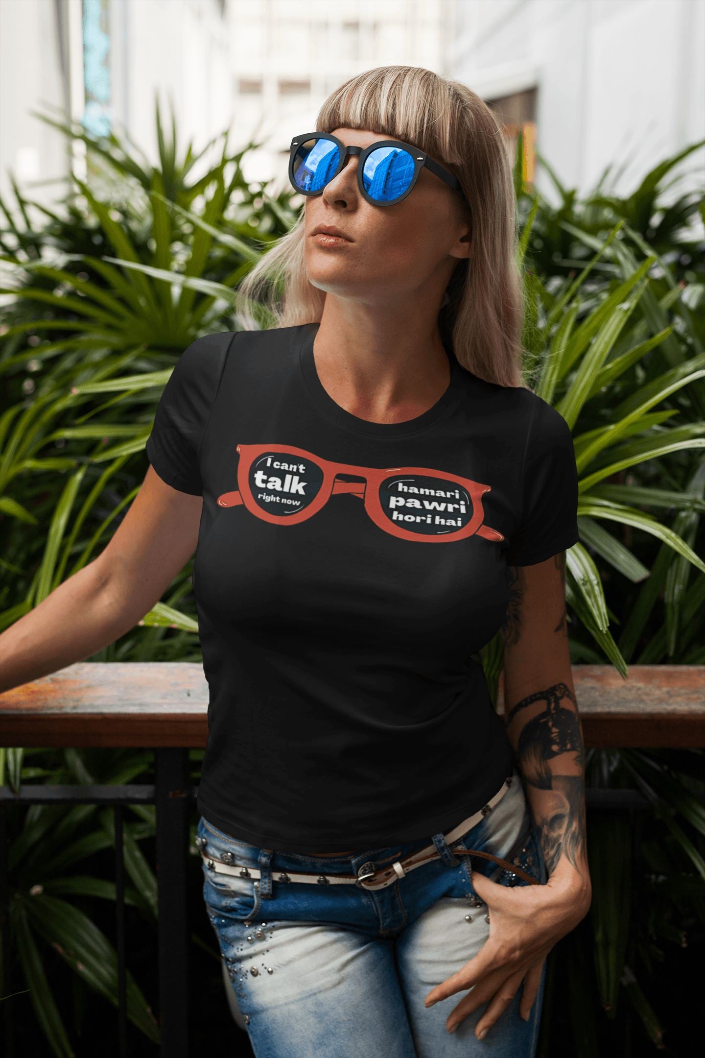 I Can't Talk Because Hamari Party Ho Rahi Hai Funny Unisex T Shirt | Premium Design | Catch My Drift India - Catch My Drift India  black, clothing, female, funny, general, made in india, shir