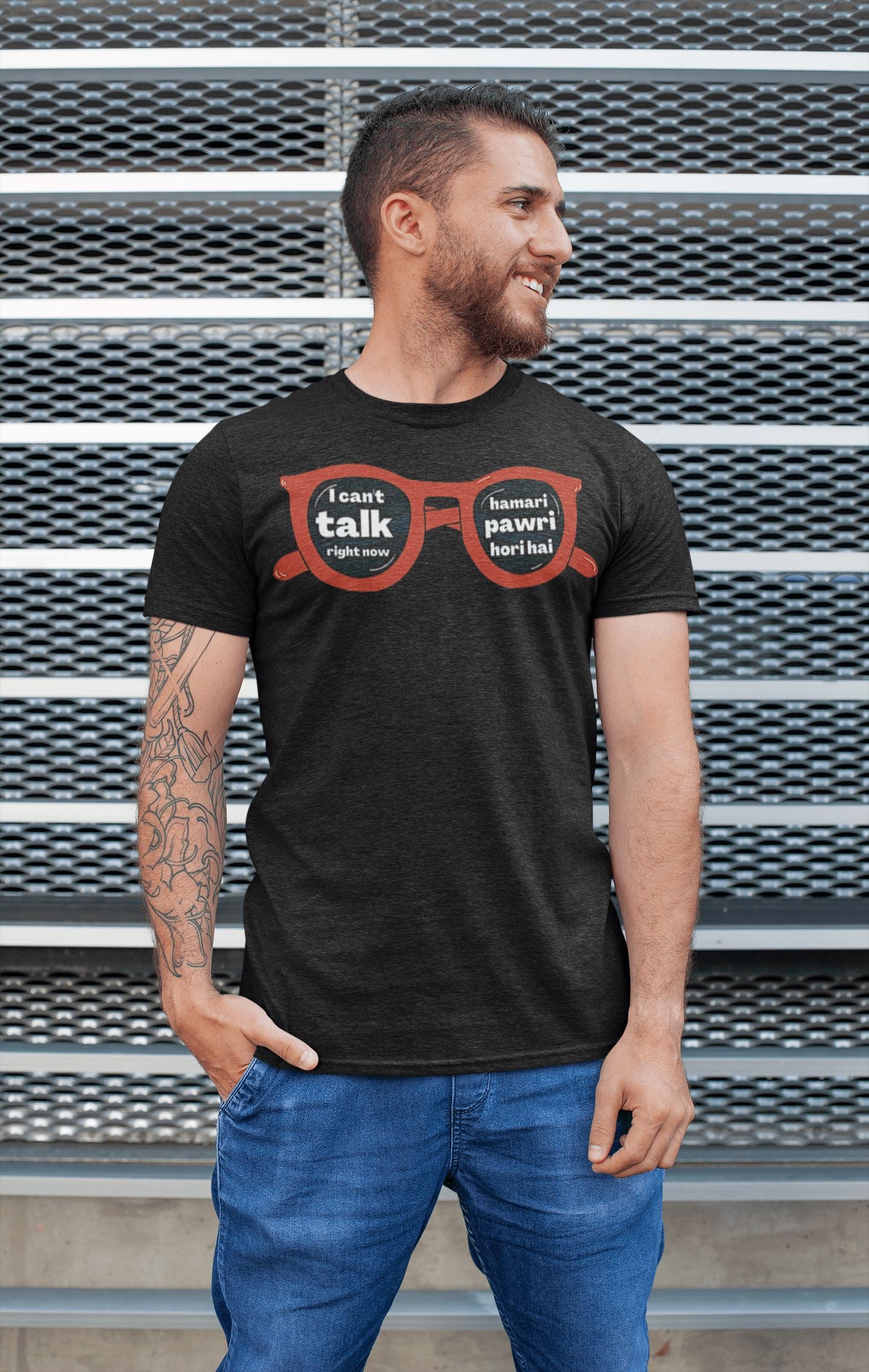 I Can't Talk Because Hamari Party Ho Rahi Hai Funny Unisex T Shirt | Premium Design | Catch My Drift India - Catch My Drift India  black, clothing, female, funny, general, made in india, shir