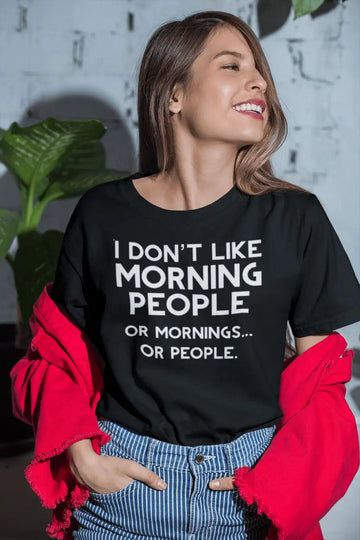 I Don't Like Mornings Black T Shirt for Men and Women | Premium Design | Catch My Drift India