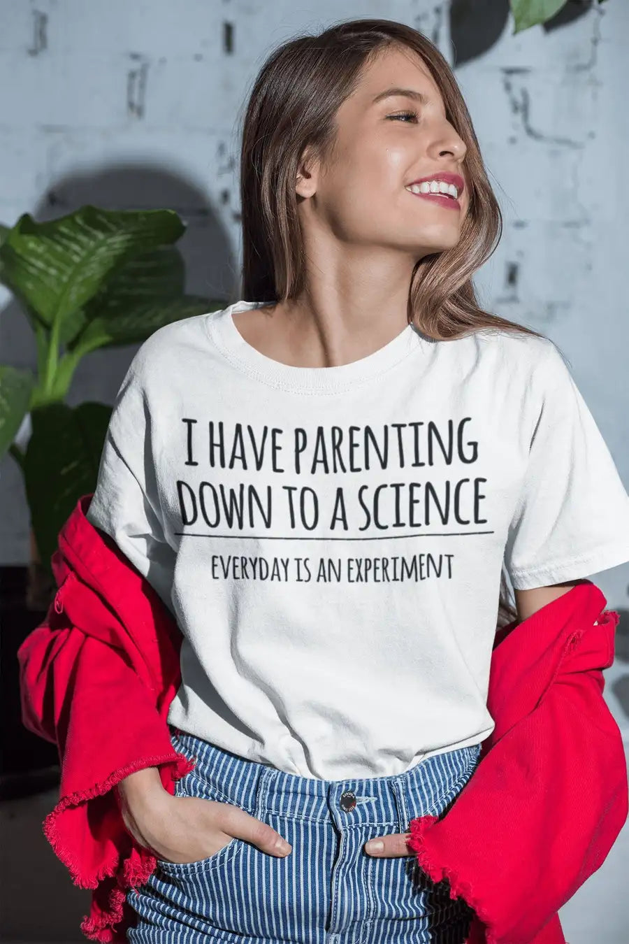 I Have Parenting Down to a Science White T Shirt for Women | Premium Design | Catch My Drift India - Catch My Drift India Clothing clothing, made in india, mom, mother, parents, shirt, t shir
