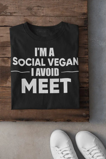 I'm a Social Vegan I Avoid Meet Exclusive Funny T Shirt for Men | Premium Design | Catch My Drift India