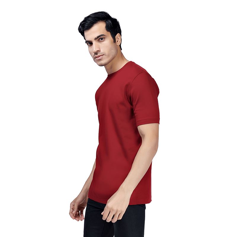 Maroon Premium Round Neck Half Sleeves Plain T-Shirt For Men Apparel & Accessories Catch My Drift India 