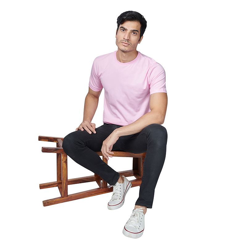 Pink Premium Round Neck Half Sleeves Plain T-Shirt For Men Apparel & Accessories Catch My Drift India 