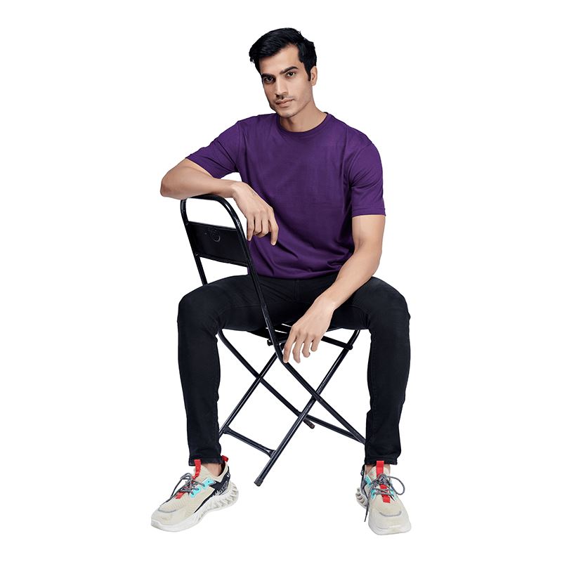 Purple Premium Round Neck Half Sleeves Plain T-Shirt For Men Apparel & Accessories Catch My Drift India 