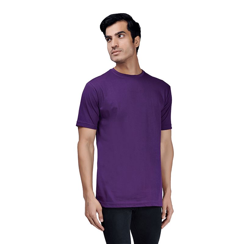 Purple Premium Round Neck Half Sleeves Plain T-Shirt For Men Apparel & Accessories Catch My Drift India 