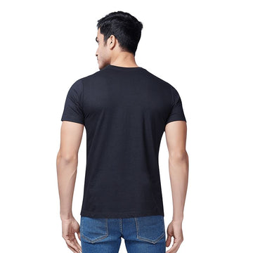 Black Round Neck Half Sleeves Plain T-Shirt For Men
