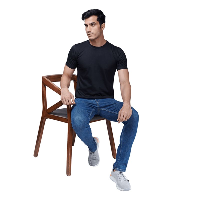 Black Round Neck Half Sleeves Plain T-Shirt For Men Apparel & Accessories Catch My Drift India 