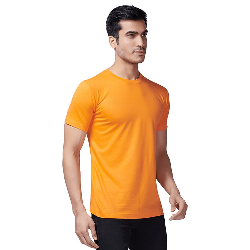 Orange Round Neck Half Sleeves Plain T-Shirt For Men Apparel & Accessories Catch My Drift India 