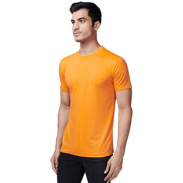 Orange Round Neck Half Sleeves Plain T-Shirt For Men