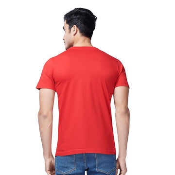 Red Round Neck Half Sleeves Plain T-Shirt For Men