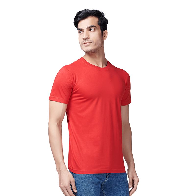 Red Round Neck Half Sleeves Plain T-Shirt For Men Apparel & Accessories Catch My Drift India 