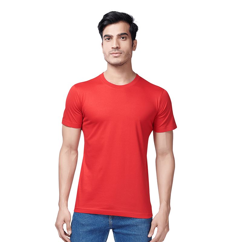 Red Round Neck Half Sleeves Plain T-Shirt For Men Apparel & Accessories Catch My Drift India 