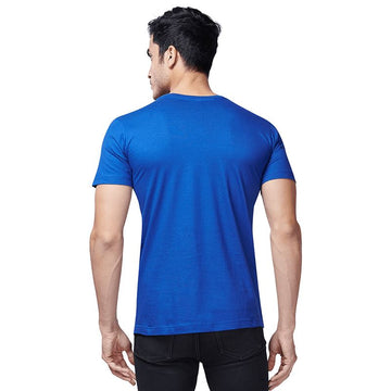 Royal Blue Round Neck Half Sleeves Plain T-Shirt For Men