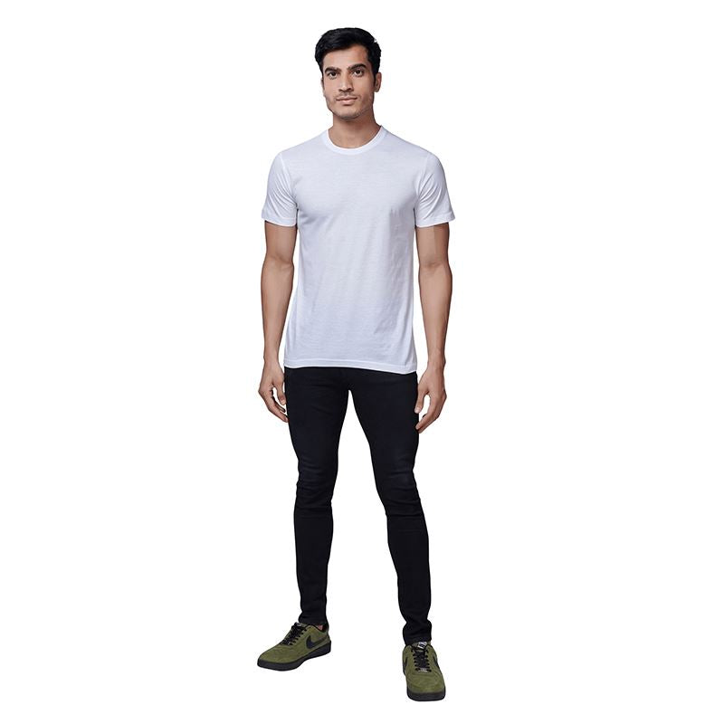 White Round Neck Half Sleeves Plain T-Shirt For Men Apparel & Accessories Catch My Drift India 