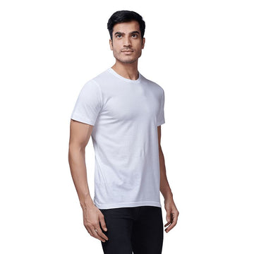 White Round Neck Half Sleeves Plain T-Shirt For Men